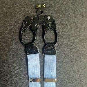 Vintage B &G NY Men's Adjustable Navy Blue 100% Silk Suspenders - New with Tags